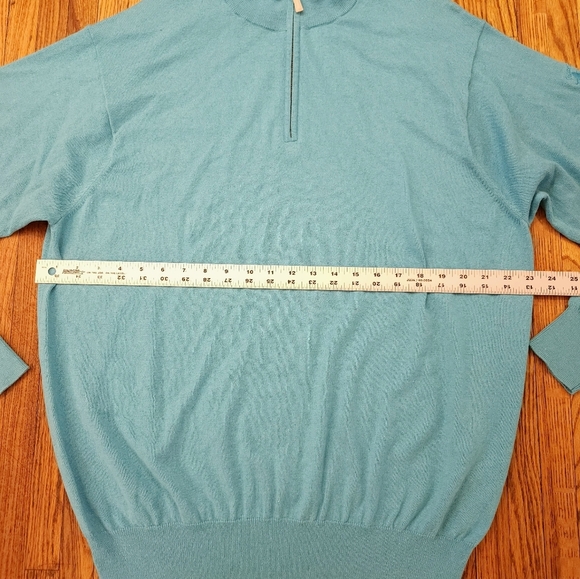 Peter Millar Mens Cashmere Blend 1/4 Zip Pullover Size XL Blue Roaring Gap Club - Picture 4 of 6